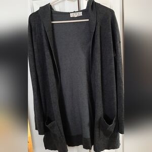 Pink Rose Gray Cardigan Sweater With Pockets Size Large